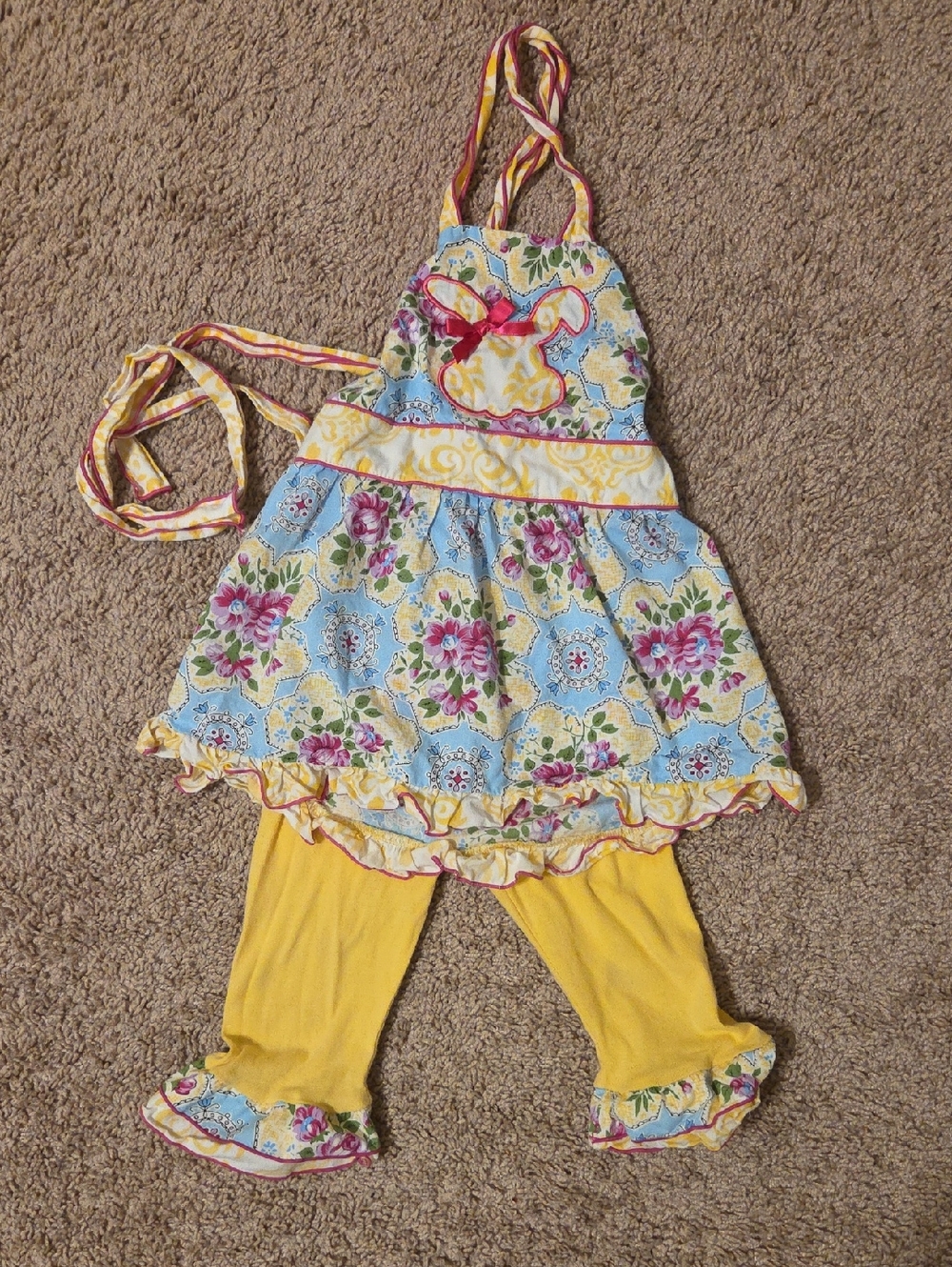Floral Yellow & Blue Easter Two Piece Set